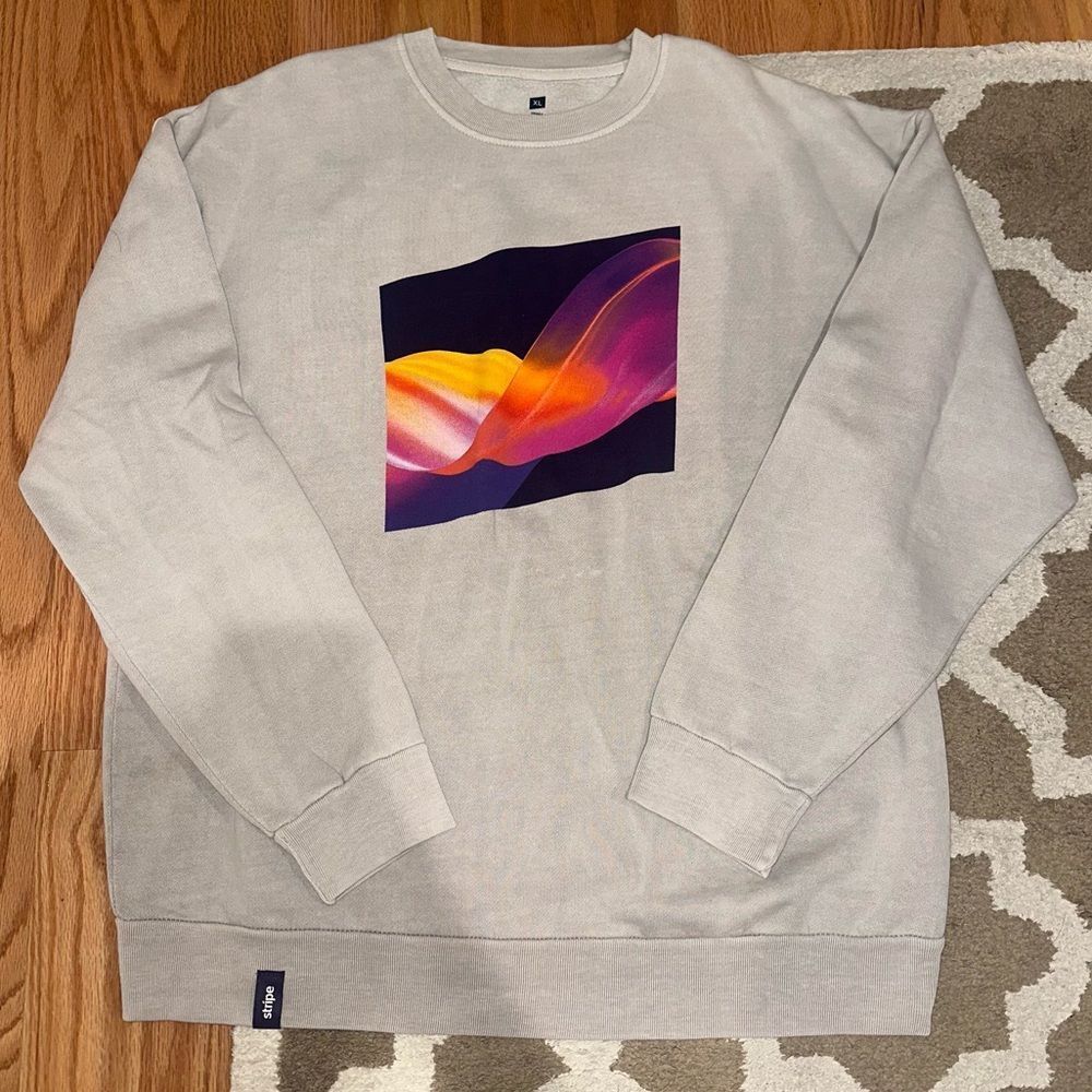 NEW Stripe company logo Crew neck sweater Unisex XL